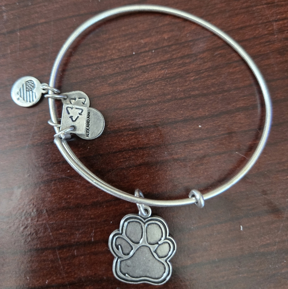 Alex and Ani Silver Paw Charm Bracelet